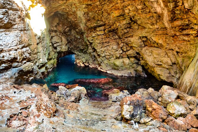 Boat Tour to Mljet National Park & 3 Islands - Kolocep’s Blue Cave: swim options, cliff-jump energy, and blue water overhead