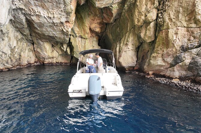 Private Boat Tour Dubrovnik and Elaphiti Islands - Three Green Caves by swim: light, narrow openings, and claustrophobia options