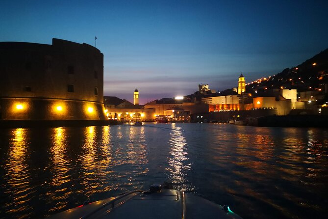 Private boat tours Dubrovnik : Sunset Panorama Cruise - What it is like cruising past the Dubrovnik city walls from offshore