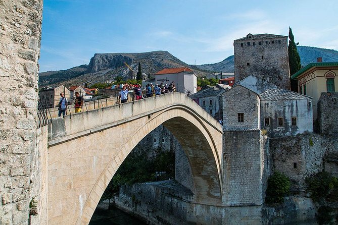 PRIVATE TOUR to Mostar, Stolac, Pocitelj & Blagaj by CRUISER TAXI - Mostar Old Bridge area, Stari Most and the 2004 rebuild story